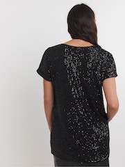 Negro - JD Williams Sequin Longline Top - Imagen 2 de 4