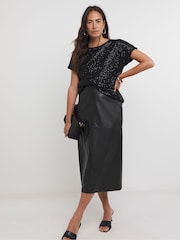 Negro - JD Williams Sequin Longline Top - Imagen 3 de 4
