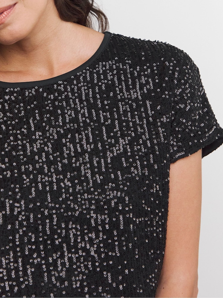 Negro - JD Williams Sequin Longline Top - Imagen 4 de 4