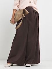 JD Williams Chocolate Ultimate Wide Leg Chocolate Trousers - Image 2 of 4