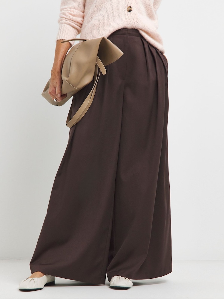 JD Williams Chocolate Ultimate Wide Leg Chocolate Trousers - Image 2 of 4
