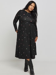 Simply Be Black Supersoft Pocket Midi Dress - Image 1 of 1