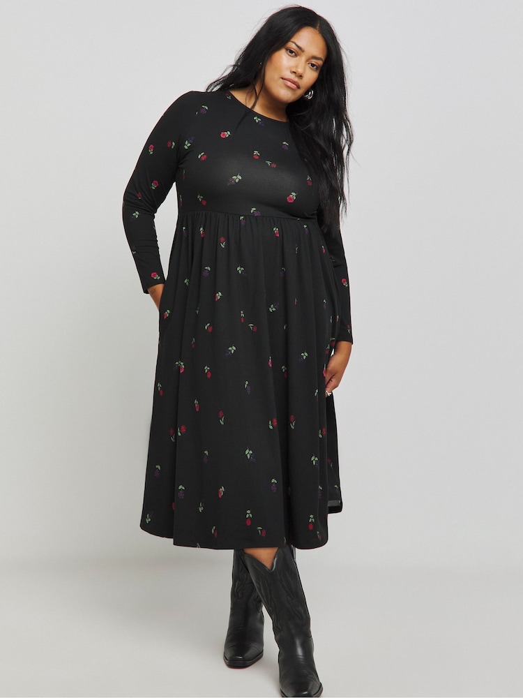 Simply Be Black Supersoft Pocket Midi Dress - Image 1 of 1