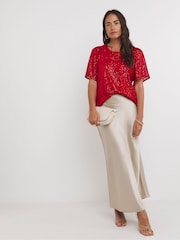 Rojo - JD Williams Sequin Angel Sleeve Top - Imagen 1 de 4