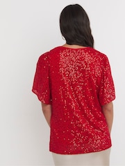 Rojo - JD Williams Sequin Angel Sleeve Top - Imagen 2 de 4