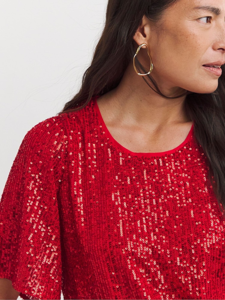 Rojo - JD Williams Sequin Angel Sleeve Top - Imagen 4 de 4