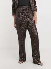 JD Williams Sequin Chocolate Slim Leg Trousers - Image 3 of 4