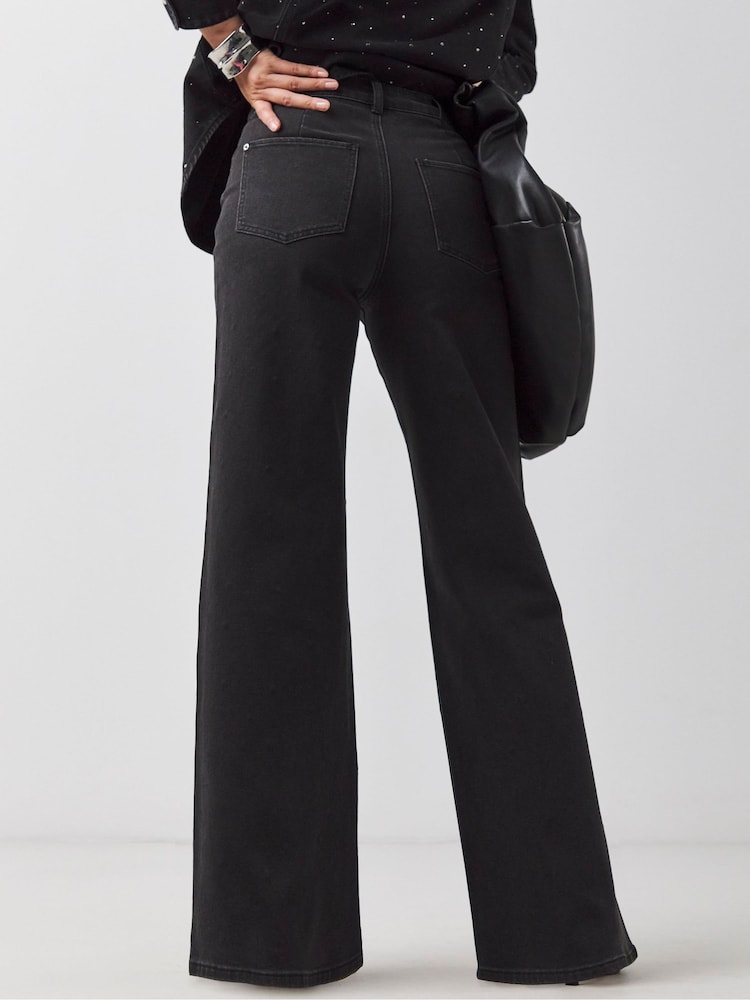 JD Williams Black Embellished Wide Leg Jeans - Image 2 of 5