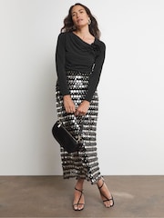 Joanna Hope Ruched Black Top With Bow - Image 4 of 4