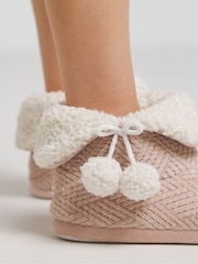Simply Be Pink Bootie Slippers In Extra Wide Fit - Image 4 of 4