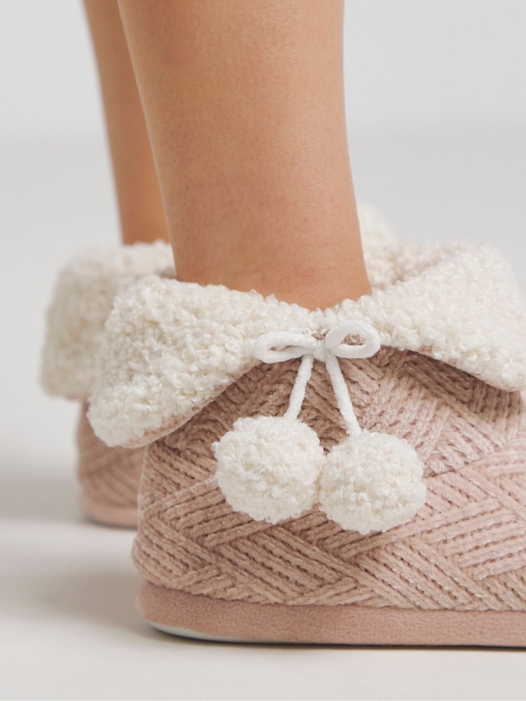 Simply Be Pink Bootie Slippers In Extra Wide Fit - Image 4 of 4 Simply Be Pink Bootie Slippers In Extra Wide Fit - Image 4 of 4
