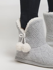 Simply Be Grey Wide Fit Bootie Slippers - Image 4 of 4