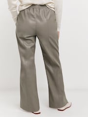 JD Williams Grey Leather Look PU Drawstring Wide Leg Trousers - Image 2 of 4