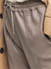 JD Williams Grey Leather Look PU Drawstring Wide Leg Trousers - Image 4 of 4