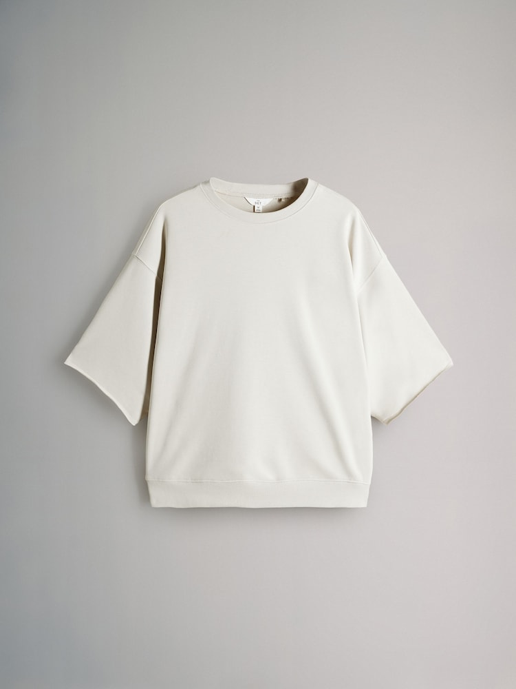 The Set Cream Short Sleeved Loopback Sweatshirt and Jogger Shorts Set - Image 2 of 5