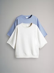 أزرق/رمادي - The Set 2 Pack Short Sleeved Loopback Short Sleeved Sweat Top - صورة 2 من 11