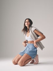 The Set Blue/Grey 2 Pack Soft Terry Relaxed Jogger Shorts - Image 5 of 10