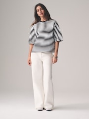 The Set Navy/White/Navy Stripe/Navy Spot 4 Pack Heavy Weight Relaxed T-Shirts - Image 4 of 17