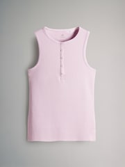 The Set Pink/Black/Cream/Stripe Ribbed Henley Vests 4 Pack - Image 13 of 15