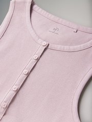 The Set Pink/Black/Cream/Stripe Ribbed Henley Vests 4 Pack - Image 14 of 15