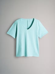Navy/Light Blue/ Cream - The Set מארז של 3 חולצות טי מבד במרקם לא אחיד עם צווארון וי, %100 כותנה - תמונה 10 מתוך 12