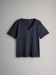 Navy/Light Blue/ Cream - The Set מארז של 3 חולצות טי מבד במרקם לא אחיד עם צווארון וי, %100 כותנה - תמונה 8 מתוך 12