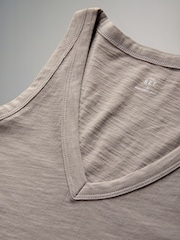 The Set Black/White/Taupe Brown/Pink 4 Pack 100% Cotton Slub V-Neck Swing Vests - Image 5 of 6