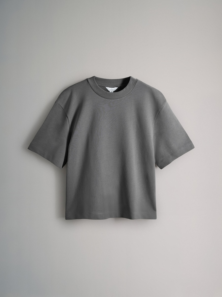 The Set Blue/CharcoalGrey/Grey Marl 3 Pack Soft Terry Relaxed 100% Cotton T-Shirts - Image 2 of 6
