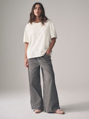 The Set Black/White/Nude 3 Pack Soft Terry Relaxed 100% Cotton T-Shirts - Image 3 of 12