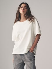 The Set Black/White/Nude 3 Pack Soft Terry Relaxed 100% Cotton T-Shirts - Image 4 of 12