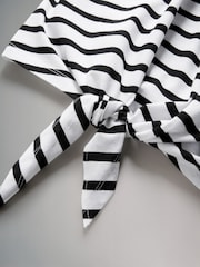 The Set Black/White/Black and White Stripe 3 Pack Tie Front 100% Cotton T-Shirts - Image 5 of 6