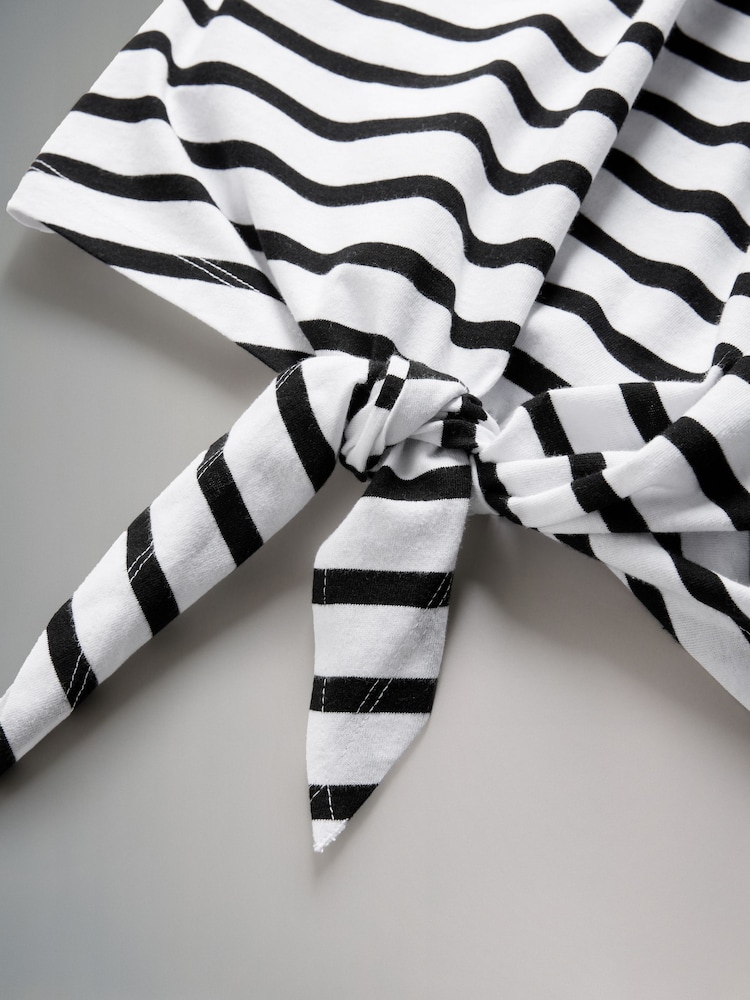 The Set Black/White/Black and White Stripe 3 Pack Tie Front 100% Cotton T-Shirts - Image 5 of 6