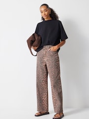 Hush Animal Print Leopard Print Wide Leg Jeans - Image 1 of 5