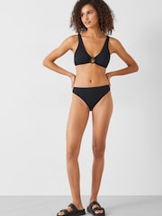Hush Black Crinkle Ribbed Ring Bikini Top - Image 1 of 5