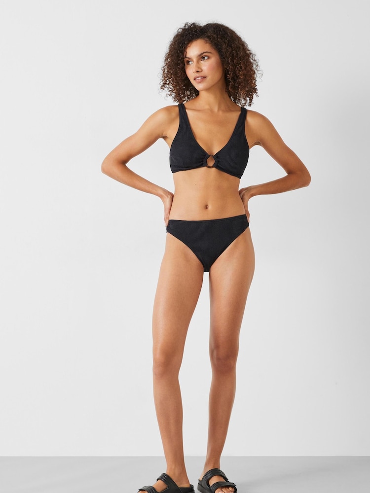 Hush Black Crinkle Ribbed Ring Bikini Top - Image 2 of 5