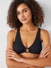 Hush Black Crinkle Ribbed Ring Bikini Top - Image 3 of 5