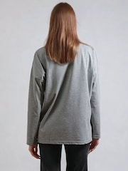 Religion Grey Long Sleeve Flush 100% Cotton T-Shirt with Floret Roses Religion Artwork - Image 6 of 6