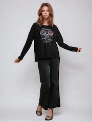Religion Long Sleeve Flush 100% Cotton T-Shirt with Floret Roses Religion Artwork - Image 2 of 6