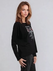 Religion Long Sleeve Flush 100% Cotton T-Shirt with Floret Roses Religion Artwork - Image 3 of 6