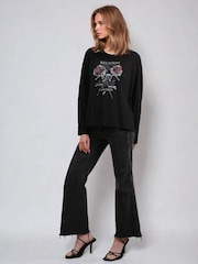 Religion Long Sleeve Flush 100% Cotton T-Shirt with Floret Roses Religion Artwork - Image 5 of 6
