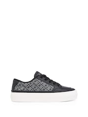 Tommy Hilfiger Black Vulcanised Leather Monogram Trainers - Image 2 of 5