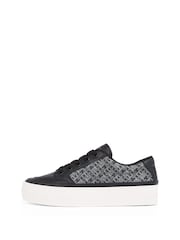 Tommy Hilfiger Black Vulcanised Leather Monogram Trainers - Image 3 of 5