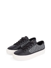 Tommy Hilfiger Black Vulcanised Leather Monogram Trainers - Image 5 of 5