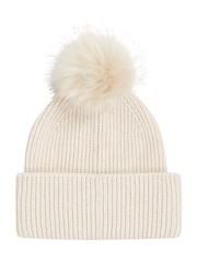 Tommy Hilfiger White Pom Pom Beanie With Cashmere - Image 2 of 3