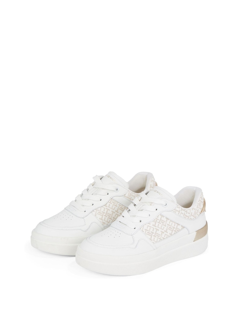 Tommy Hilfiger White Lux Court Monogram Trainers - Image 4 of 6