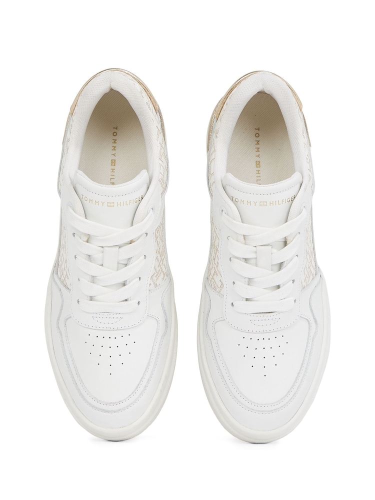 Tommy Hilfiger White Lux Court Monogram Trainers - Image 5 of 6