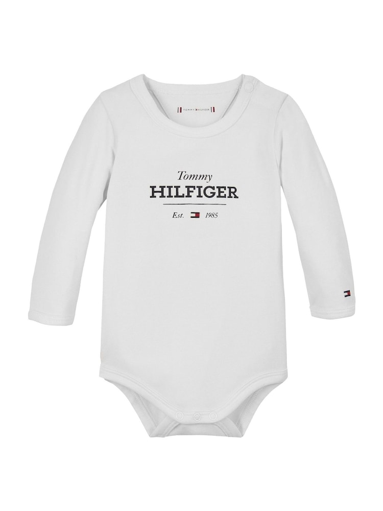 Tommy Hilfiger White Logo Long Sleeve Bodysuit - Image 1 of 3