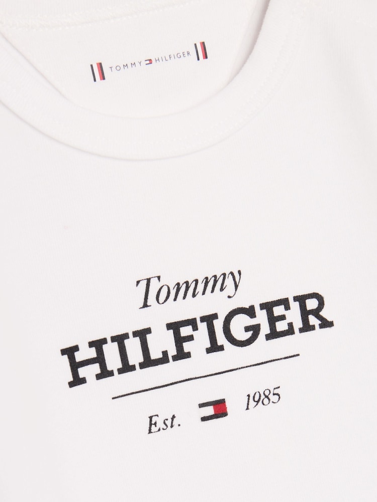Tommy Hilfiger White Logo Long Sleeve Bodysuit - Image 3 of 3
