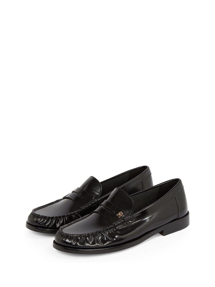 Buy Tommy Hilfiger Black Leather Loafers from Next USA display picture 1