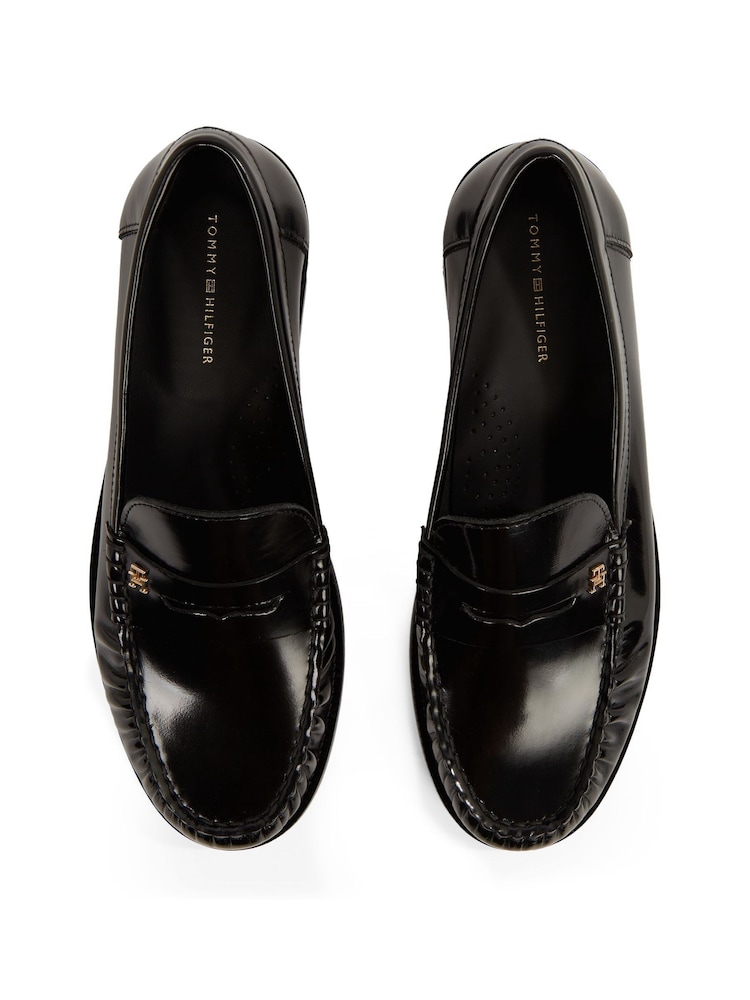 Tommy Hilfiger Black Leather Loafers - Image 6 of 6